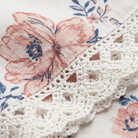 Women's Floral V-Neck Blouse Crochet Trim in White - Fabric Close-Up