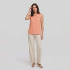 Women's Sleeveless V-Neck Blouse in Peach - Front Pose B