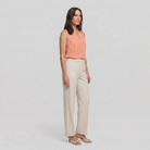 Women's Sleeveless V-Neck Blouse in Peach - Side View