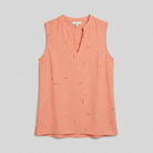 Women's Sleeveless V-Neck Blouse in Peach - Product Flat Lay
