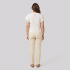 Pamela Boutique white broderie anglaise blouse flutter sleeve, model back view