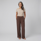 Pamela Boutique brown wide leg trousers, model front pose B