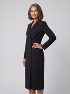Imara tailored blazer midi dress in black on model