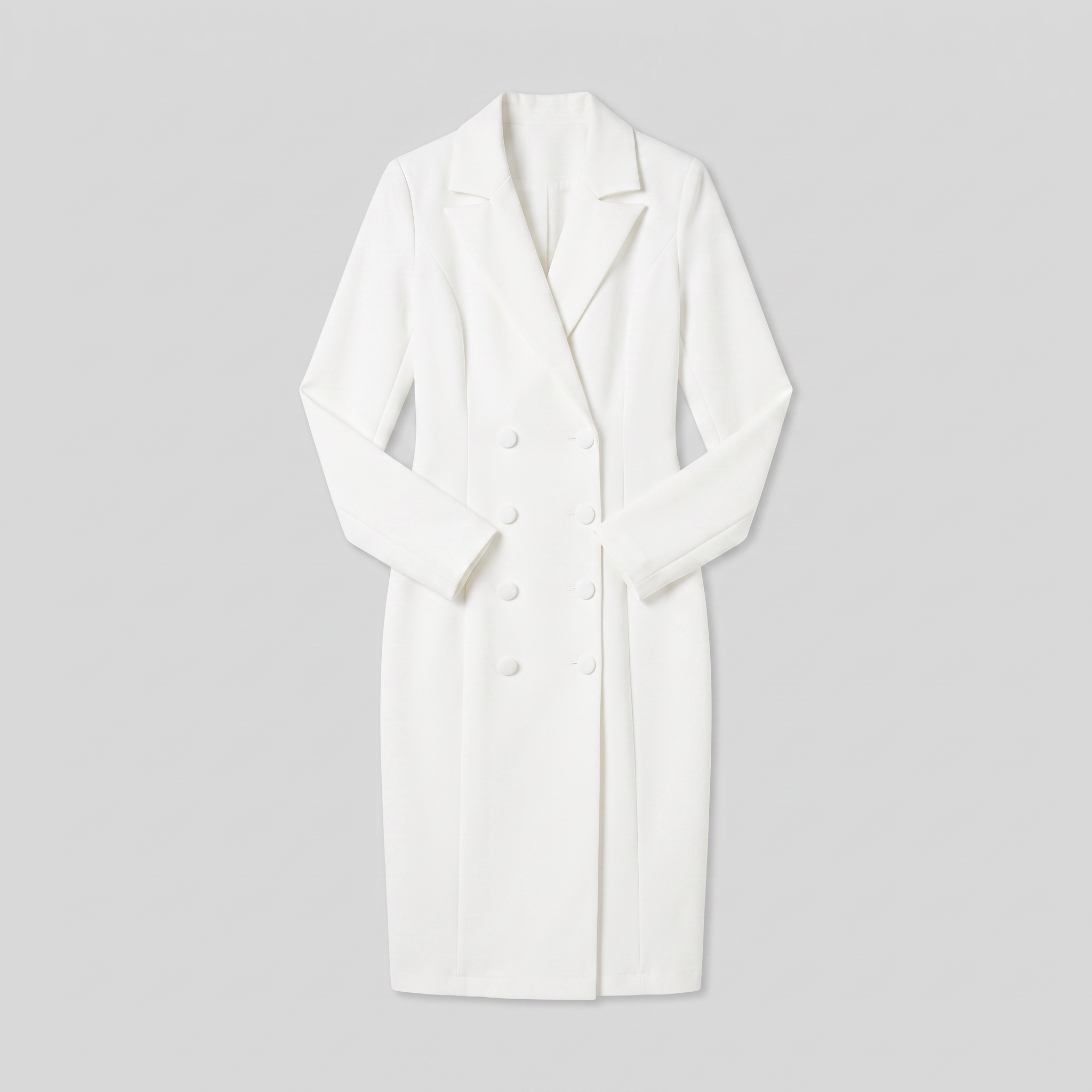 Imara tailored blazer midi dress in white, flat lay product shot