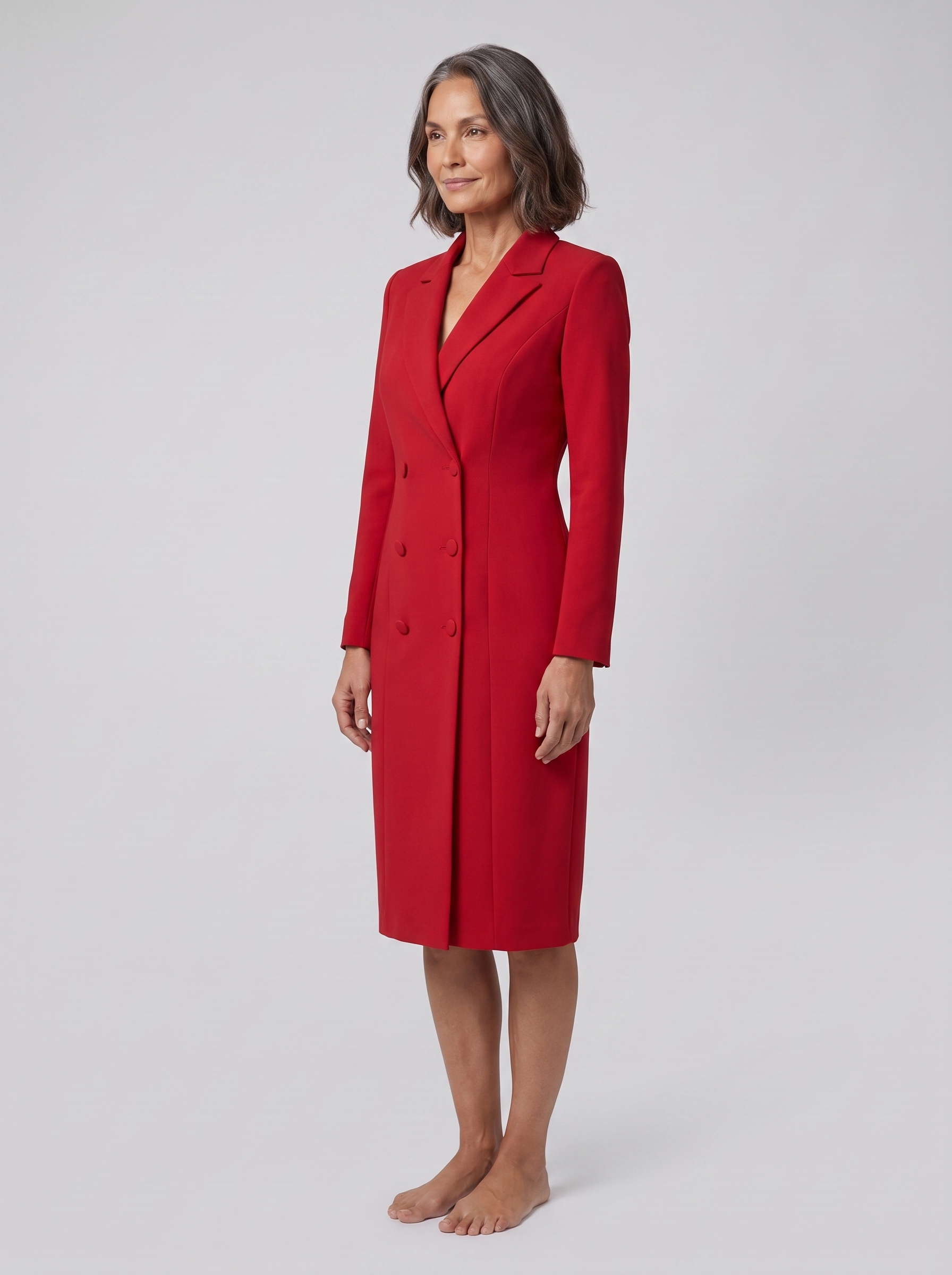 Imara tailored blazer midi dress in red on model