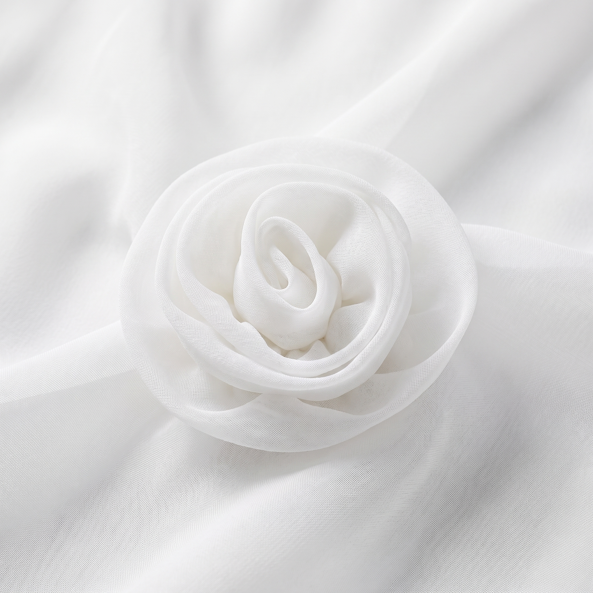 Iona chiffon blouse 3D rosette and sheer fabric close-up