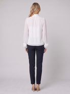 Iona sheer chiffon blouse in white, back view on model