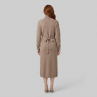 Isabella wool-blend knit midi dress in oatmeal, back view on model