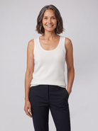 Ivanna cashmere-blend sleeveless knit vest in ivory on model