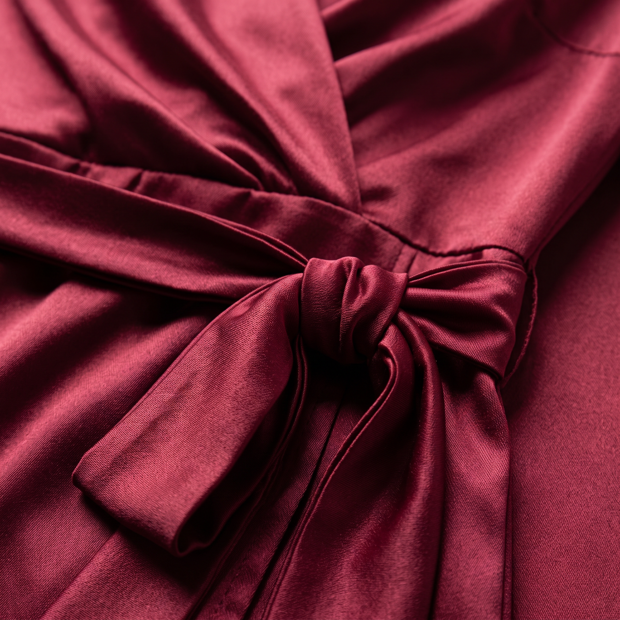 Ivette wrap dress satin tie waist close-up