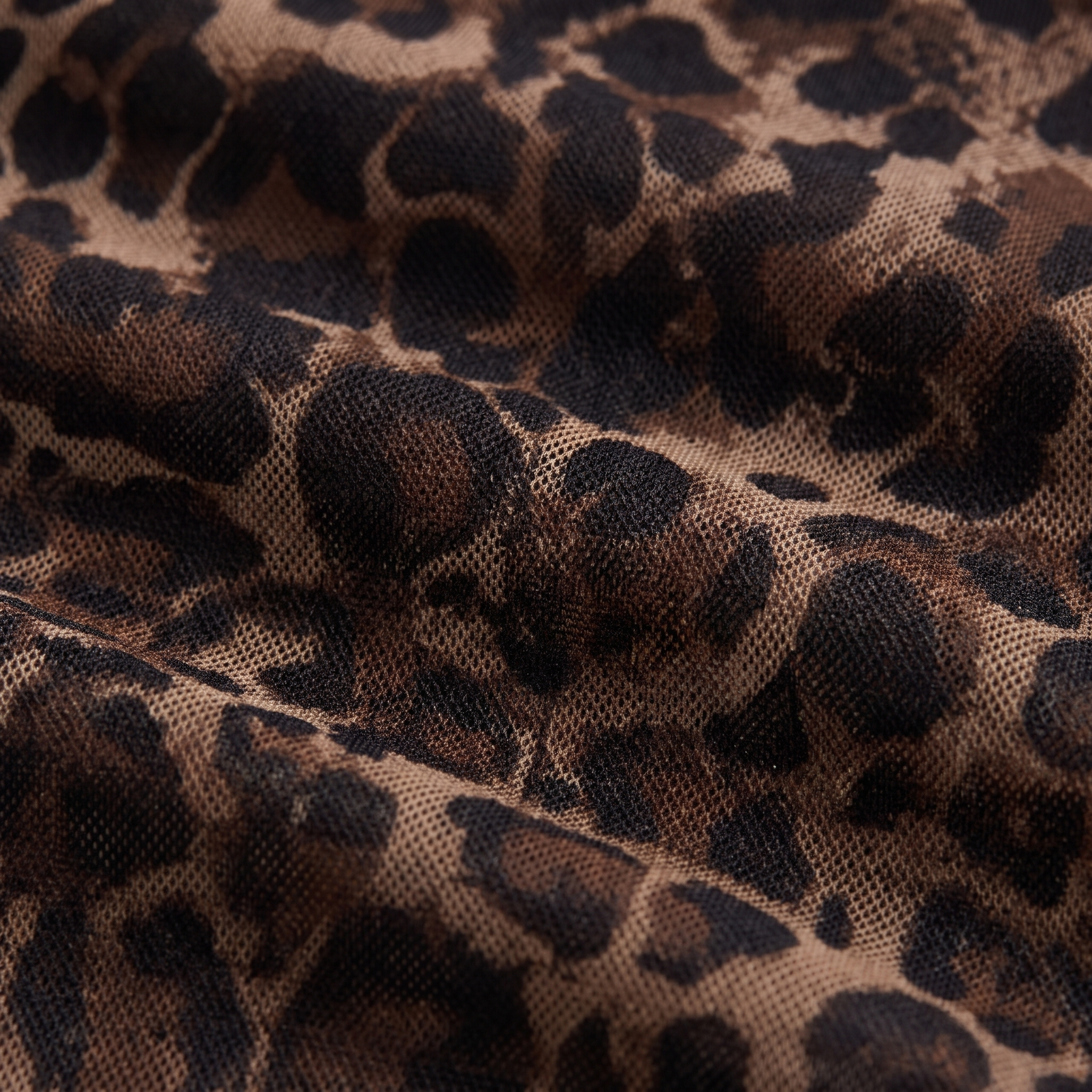 Leonie gown leopard print stretch mesh fabric close-up