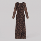 Leonie leopard print fitted gown, flat lay product shot
