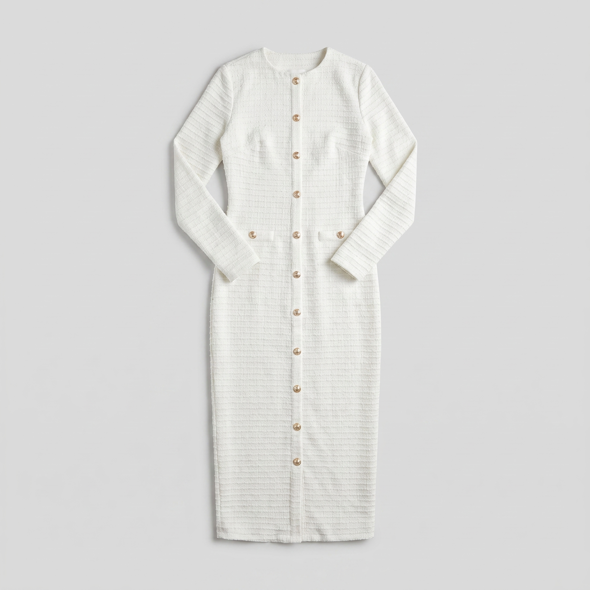 Lisette tweed boucle midi dress, flat lay product shot
