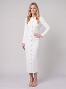 Lisette tweed boucle midi dress, front view on model