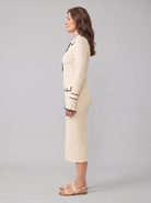 Livia ribbed contrast-trim midi dress, side view on model