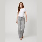 Maren high-rise wide-leg jeans in grey on model