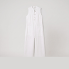 Mila sleeveless linen-blend jumpsuit in white, flat lay product shot