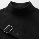 Nola midi dress stand collar and belt buckle close-up