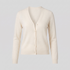 Nora wool-blend long cardigan in cream, flat lay product shot