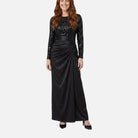 Women's Maxi Dress – Long Sleeve, Sequin Spliced, Floor-Length