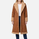 Women's Trench Coat – Faux Suede, Full-Length, Faux Fur Lining