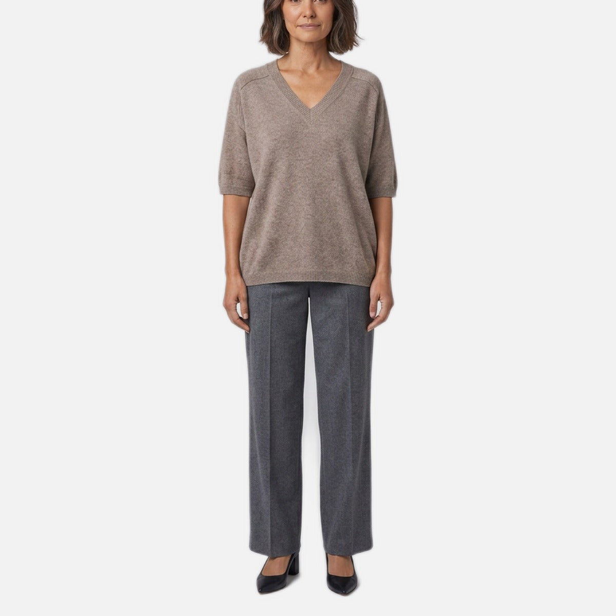 Women's Jersey Top – Soft V-Neck, Half Sleeve