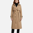 Women's Maxi Trench Coat – Double Breasted, Belted, Relaxed Fit