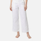 Women's Wide Leg Trousers – Linen Blend, Contour Waistband