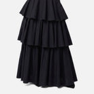 Women's Maxi Skirt – Pleated Tiered, Lined Design, Elastic Panels