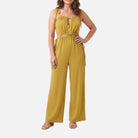 Women's Jumpsuit – Cut-Out Waist, Adjustable Tie Front