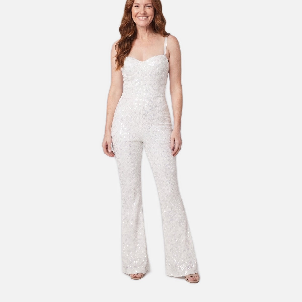 Women's Velvet Jumpsuit – White Sequin Detail, Corseted Fit