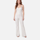 Women's Velvet Jumpsuit – White Sequin Detail, Corseted Fit