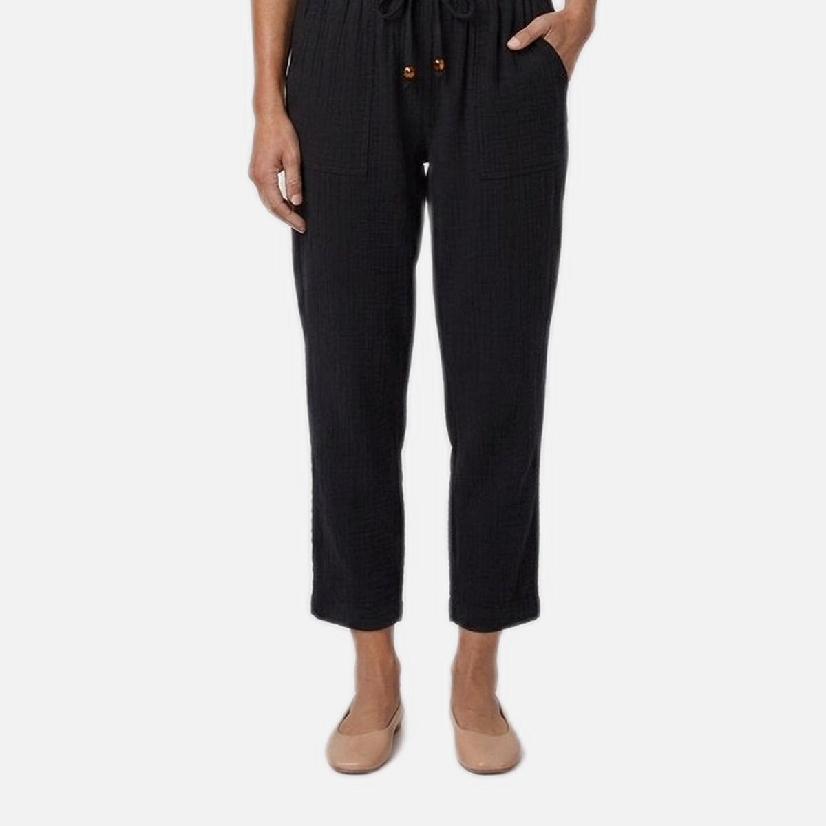 Women's Tapered Trousers – Double Gauze Cotton, Elastic Waistband