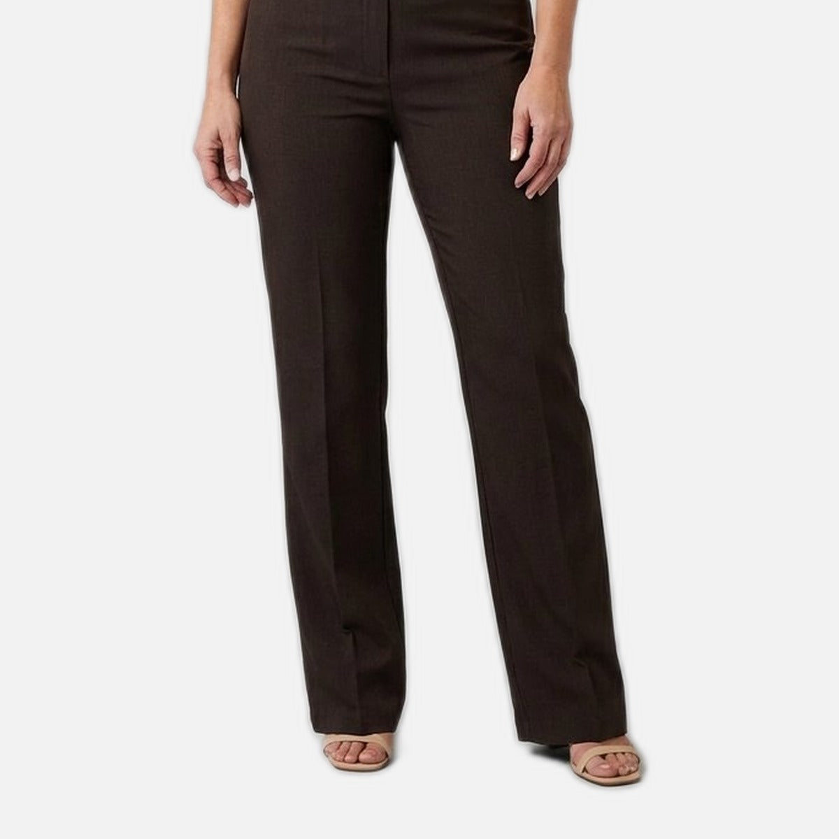 Women's Straight Leg Trousers – Thick Waistband, Side Zip