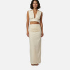 Women's Co Ord Set – Ruffled Two Piece Maxi Skirt and Crop Top