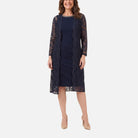 Women's Sheath Dress – Lace Duster, Beaded Neckline