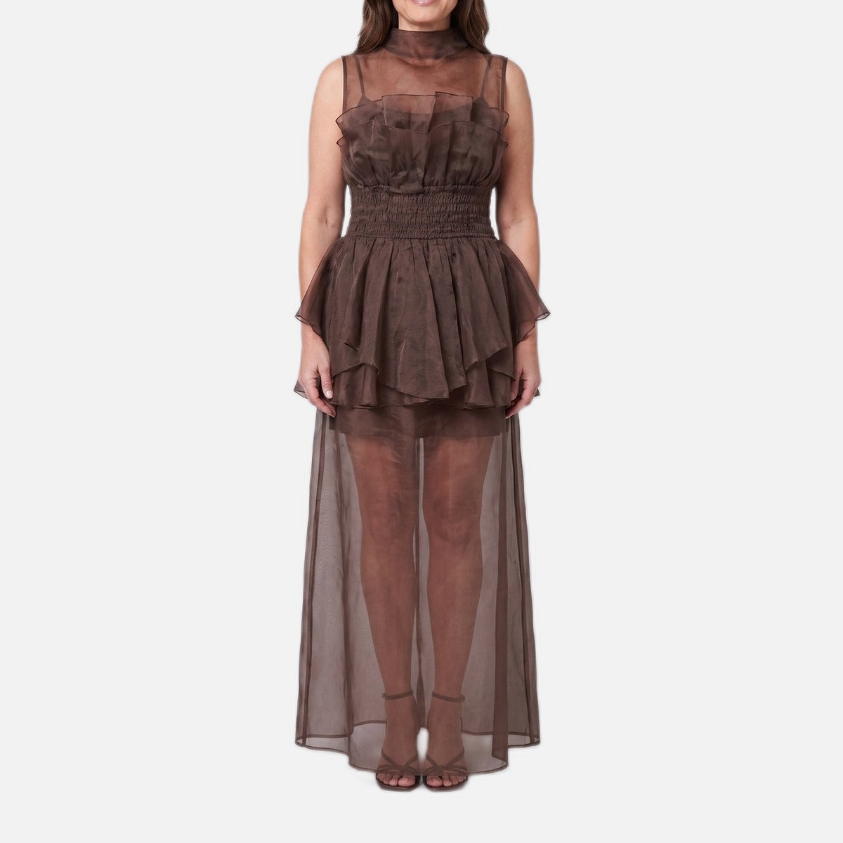 Women's Maxi Dress – One Shoulder, Ruffled Tiers