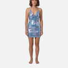 Women's Cocktail Dress – Sequin Mesh, Bodycon Fit, Halter Neck