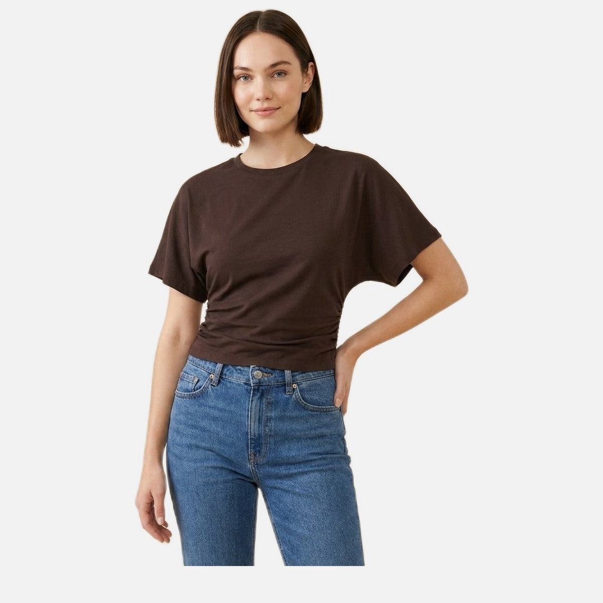 Women's Drape Tee – Cotton Blend, Contoured Waist