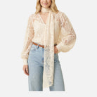 Women's Lace Shirt – Long Sleeve, V-Neck, Loose Fit
