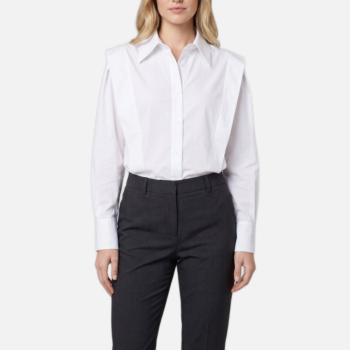 Women's White Blouse – Cotton, Puff Sleeve Top