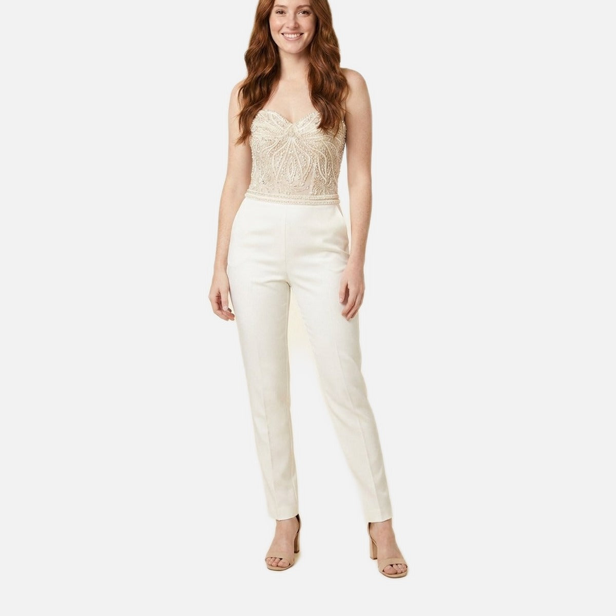 Women's Corset Jumpsuit – Structured Bodice, Straight Leg