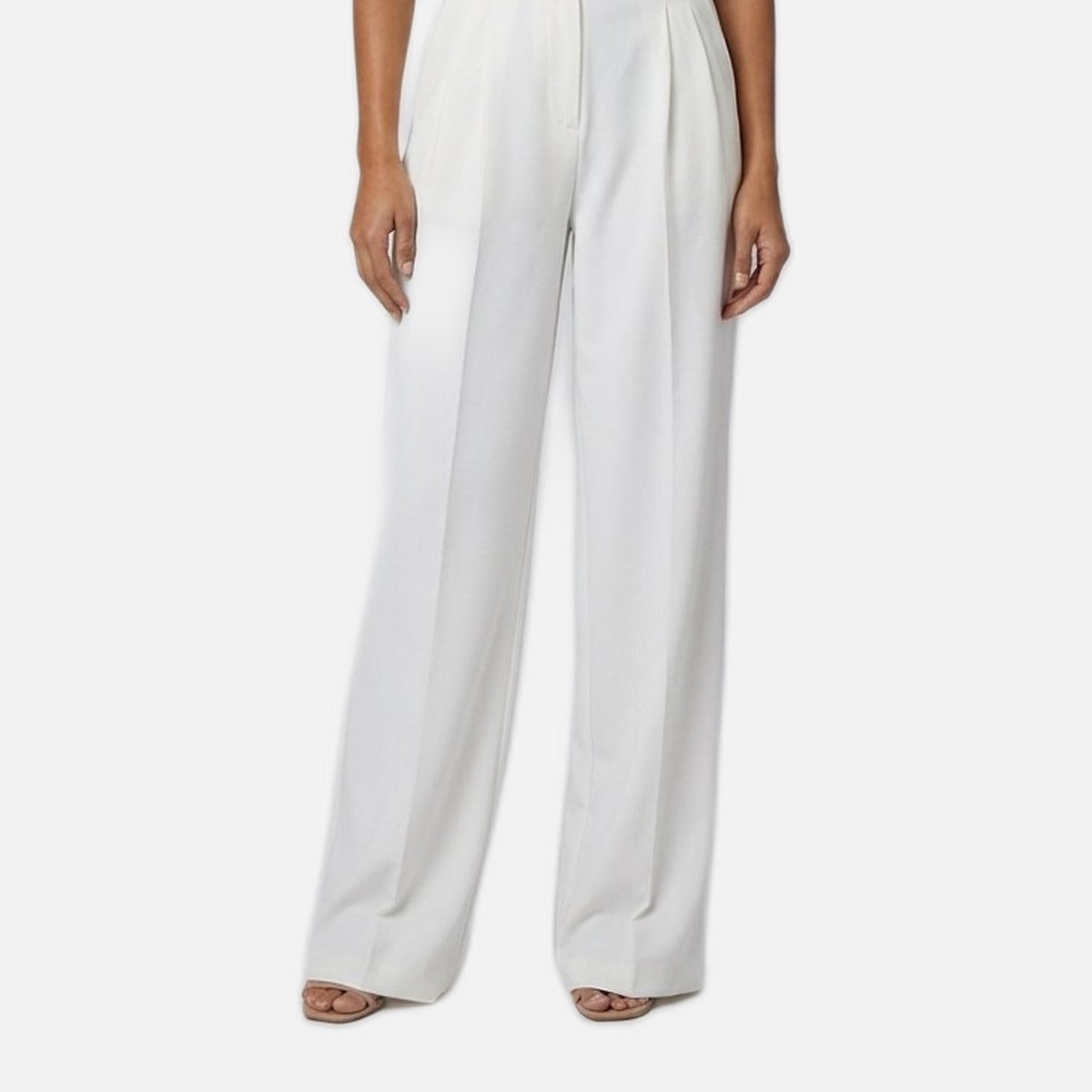 Women's Wide Leg Trousers – Flowy Woven Fabric, Regular Fit