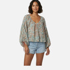 Women's Floral Blouse – Organic Cotton Puff Sleeve Top