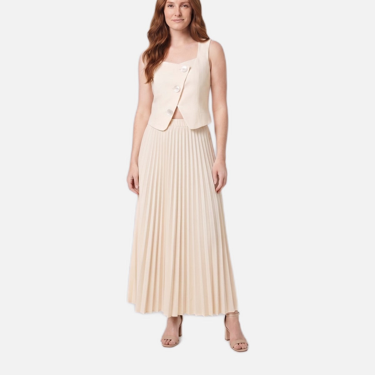 Women's Co-ord Set – Cropped Top and Pleated Maxi Skirt