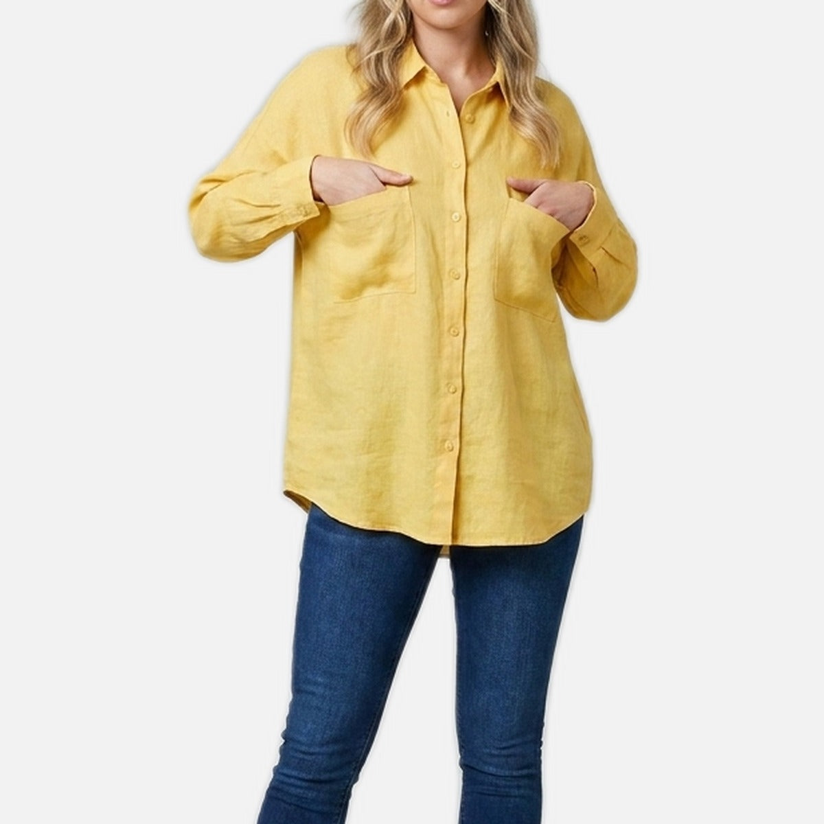 Women's Classic Shirt – Linen Blend, Oversized Longline