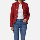 Women's Velvet Blazer – Gold-Tone Buttons, Structured Shoulder