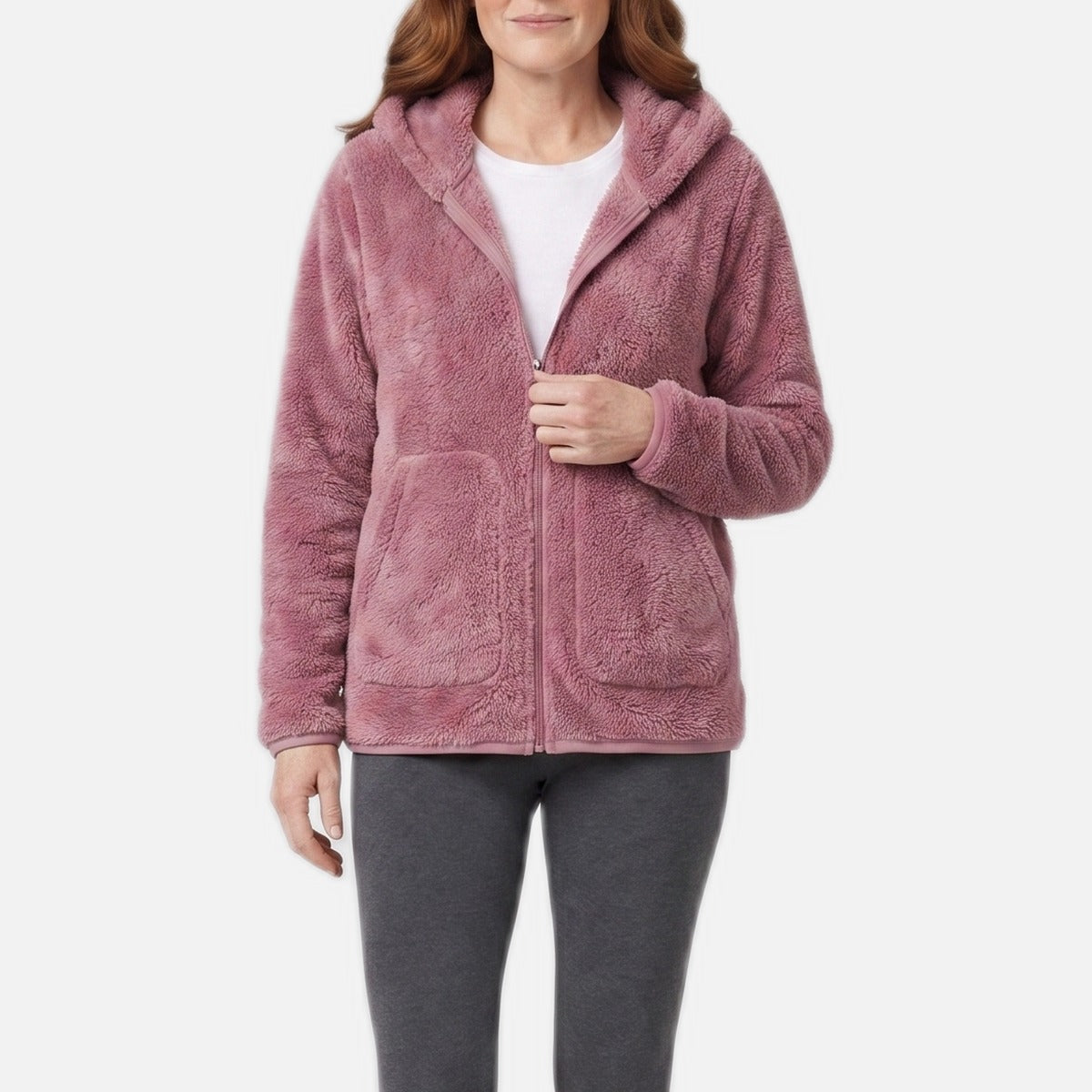Women's Hooded Fleece Jacket – Plush Pile, Relaxed Fit