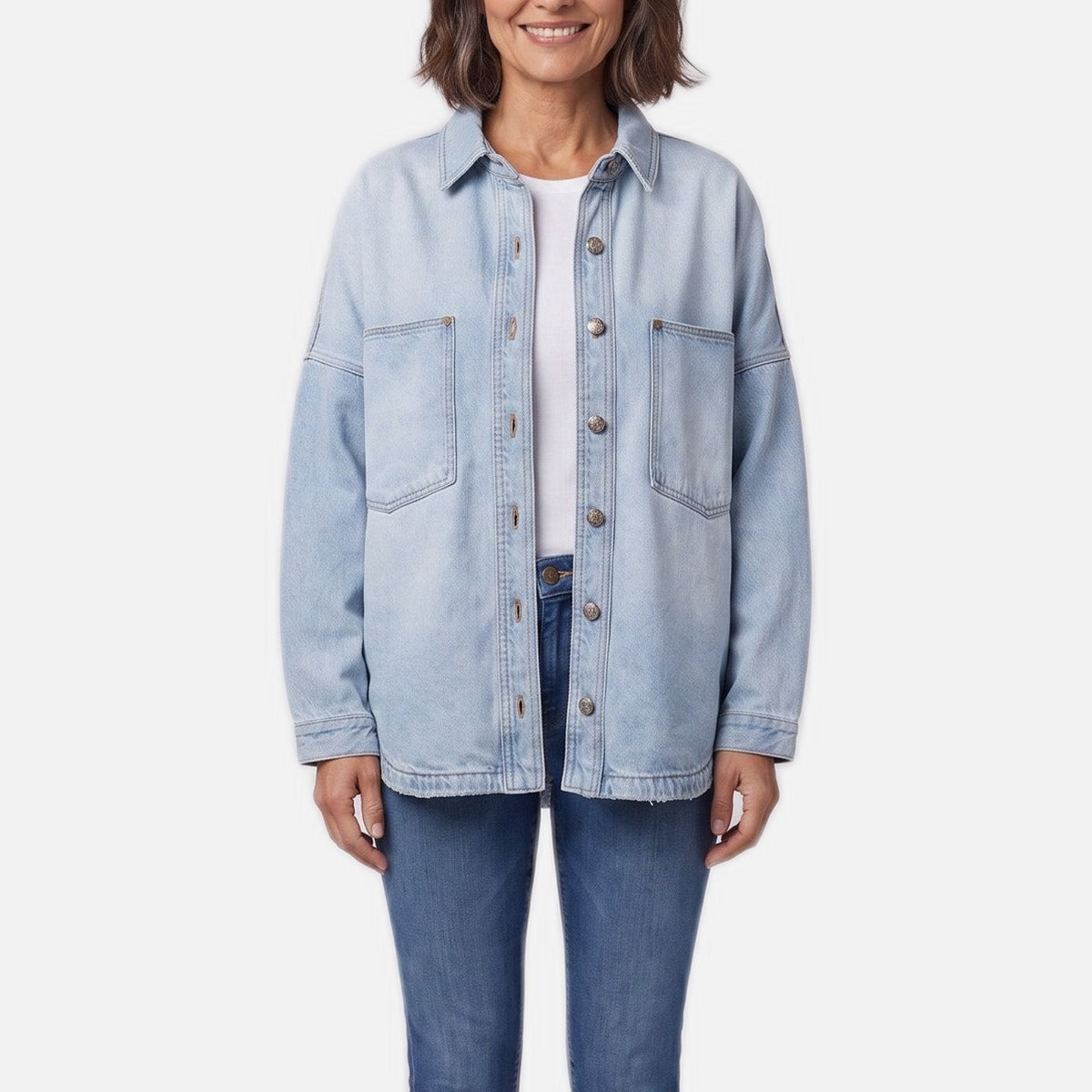 Women's Denim Shirt Jacket – Cotton-Blend, Standard Fit