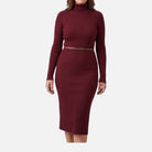 Women's Turtleneck Dress – Stretch Rib, Body-Skimming Midi